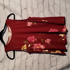 Nine Britton Floral Tank maroon pink yellow Women Sz M